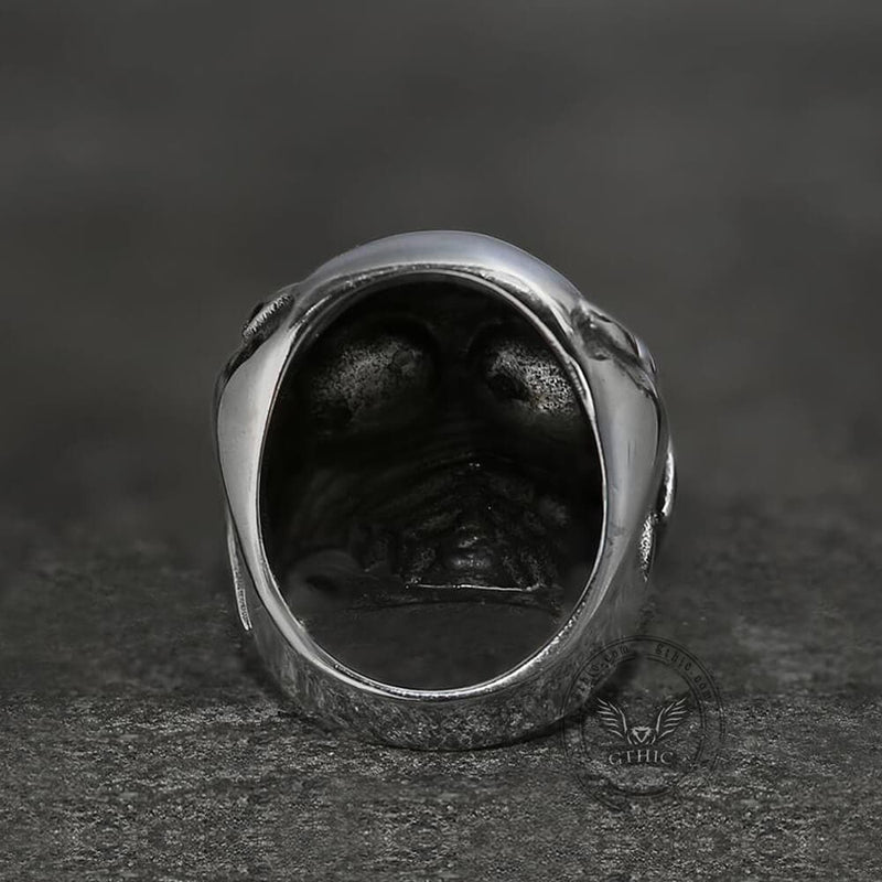 American Flag Stainless Steel Skull Ring