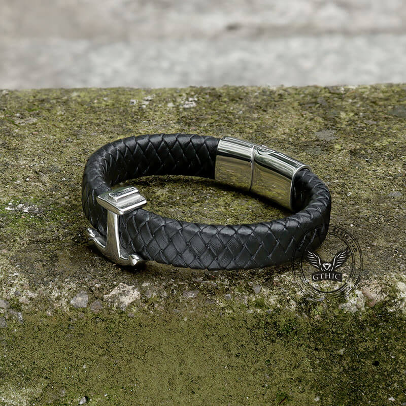 Anchor Stainless Steel Leather Bracelet