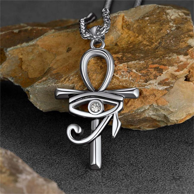 Egyptian Ankh Cross Necklace Pendant With Eye of Horus