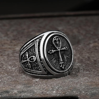 Ankh Key of Life Stainless Steel Egyptian Ring