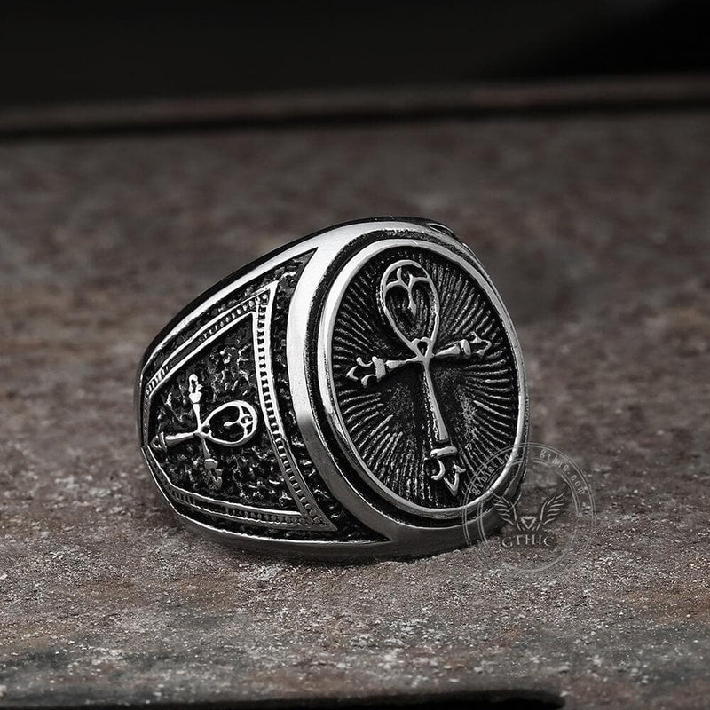 Ankh Key of Life Stainless Steel Egyptian Ring
