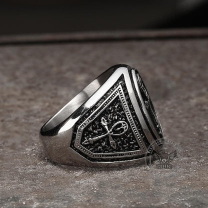 Ankh Key of Life Stainless Steel Egyptian Ring