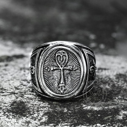 Ankh Key of Life Stainless Steel Egyptian Ring