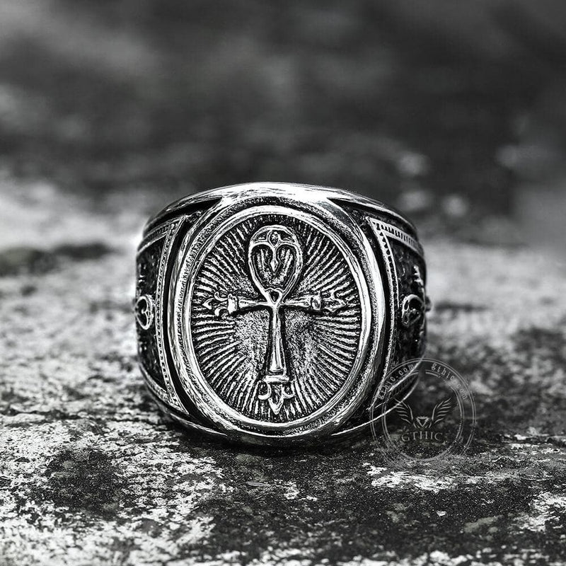 Ankh Key of Life Stainless Steel Egyptian Ring