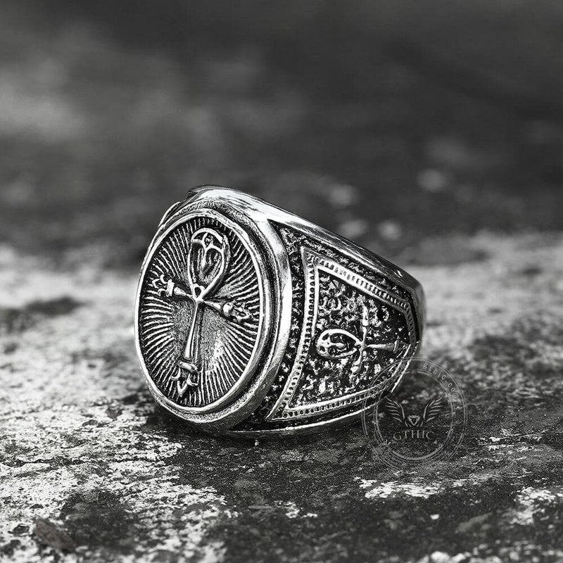 Ankh Key of Life Stainless Steel Egyptian Ring