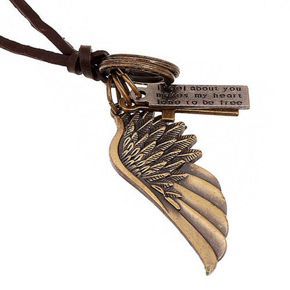 Antique Angel Wing Leather Necklace / Charms Pendants Jewelry