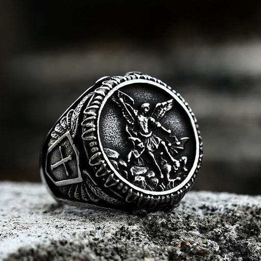 Archangel Saint Michael Stainless Steel ’s Ring Handcrafted