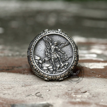 Archangel Saint Michael Stainless Steel ’s Ring Handcrafted