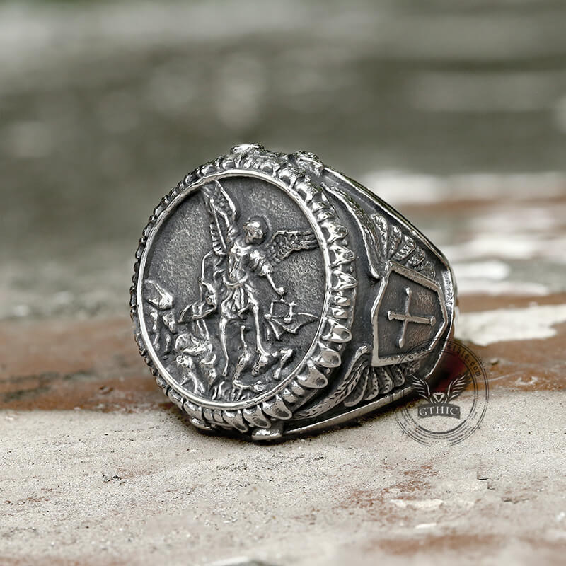 Archangel Saint Michael Stainless Steel ’s Ring Handcrafted
