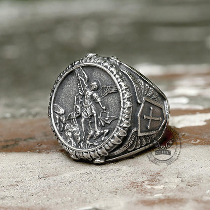 Archangel Saint Michael Stainless Steel ’s Ring Handcrafted