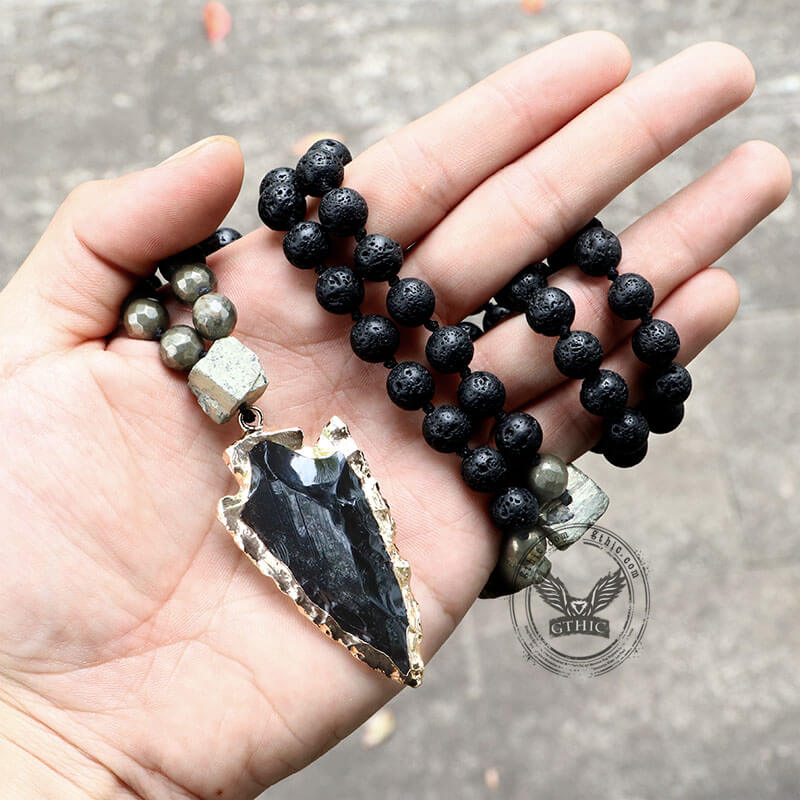 83 Cm Arrow Natural Stone Viking Pendant