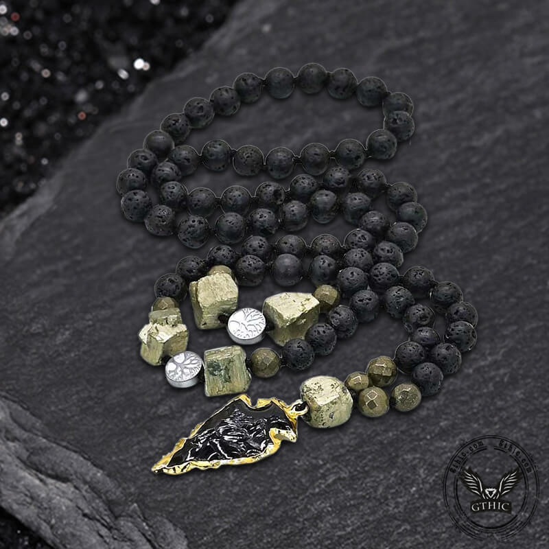 83 Cm Arrow Natural Stone Viking Pendant