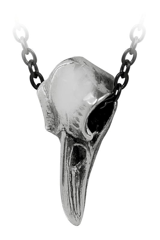 Authentic Raven Skull Pendant With Detailed Pewter Design