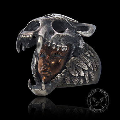 Aztec Jaguar Warrior Sterling Silver Ring