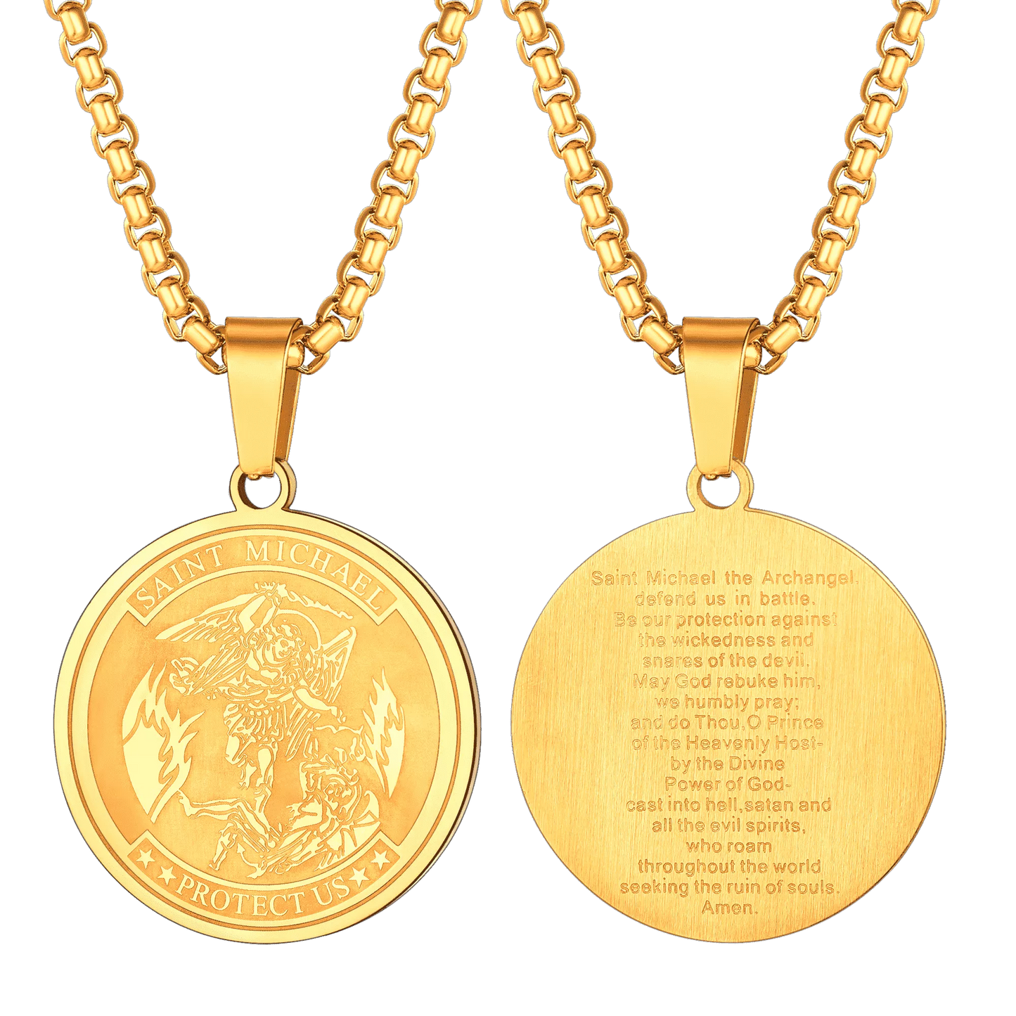 St. Michael Coin Necklace Medal Protection Pendant