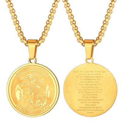 St. Michael Coin Necklace Medal Protection Pendant