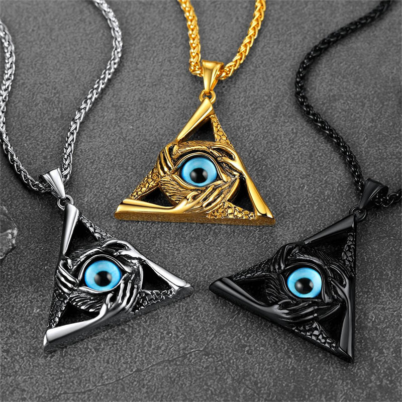 Triangle Third Evil Eye Necklace All-seeing Pendant