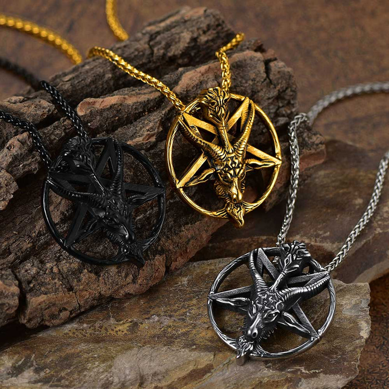 Satanic Baphomet Goat Pentagram Necklace