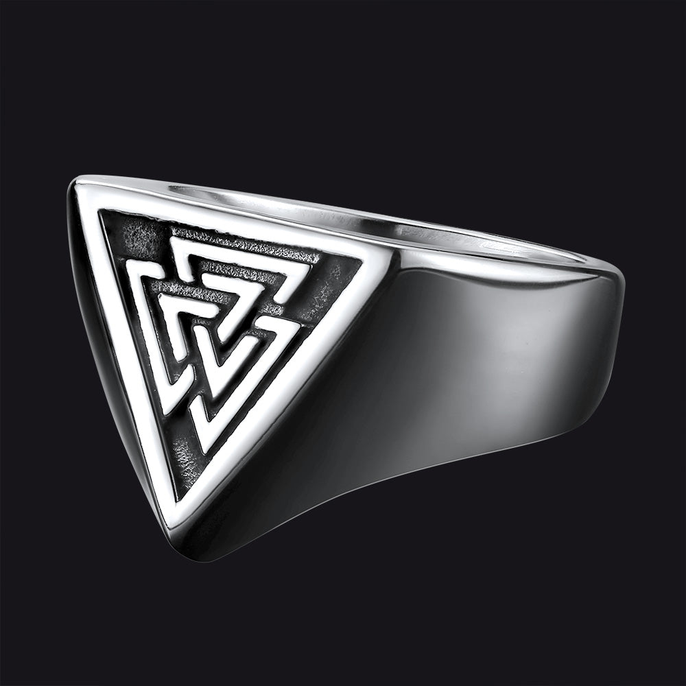 Stainless Steel Viking Valknut Signet Ring for