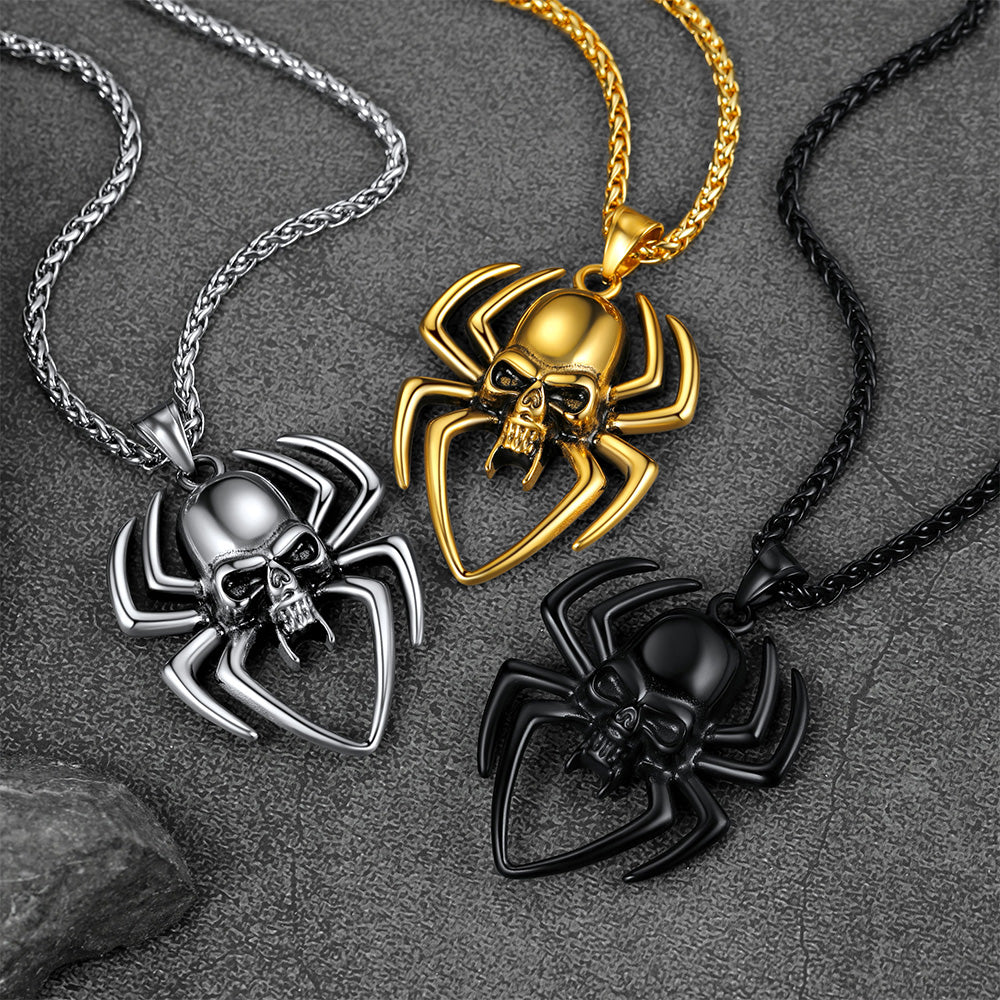 Halloween Skull Spider Necklace for