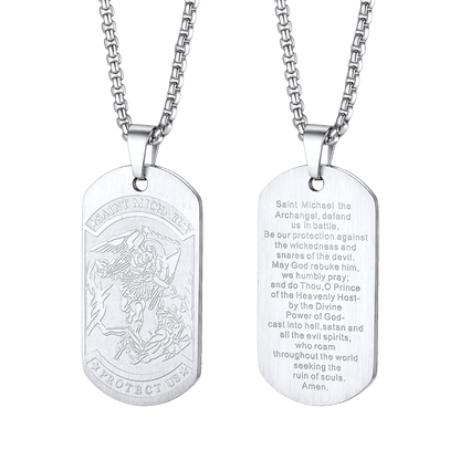 The Archangel Saint Michael Dog Tag Necklace for