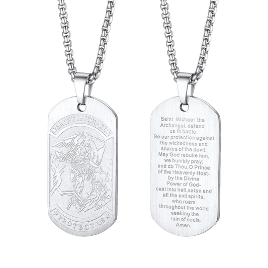 The Archangel Saint Michael Dog Tag Necklace for