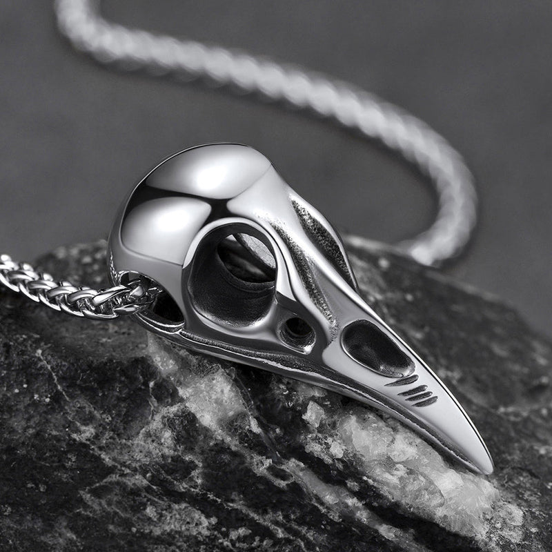 Viking Raven Skull Necklace for