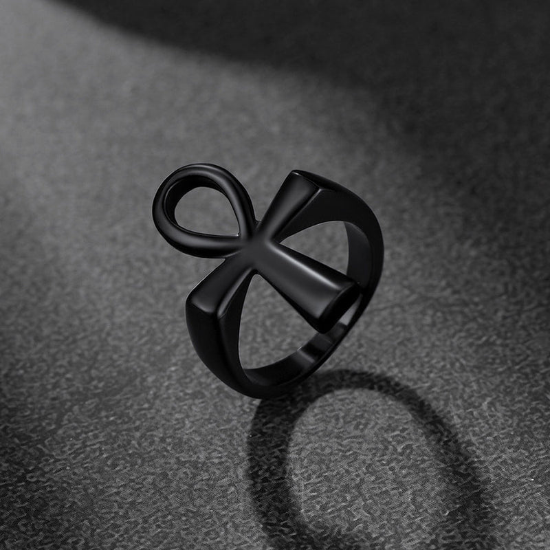 Egyptian Coptic Ankh Cross Stainless Steel Ring for