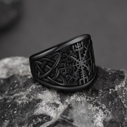 Viking Compass Ring With Celtic Knot for