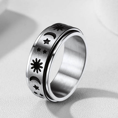 Faithheart Moon Star Sun Ring Fidget Ring for Anxiety