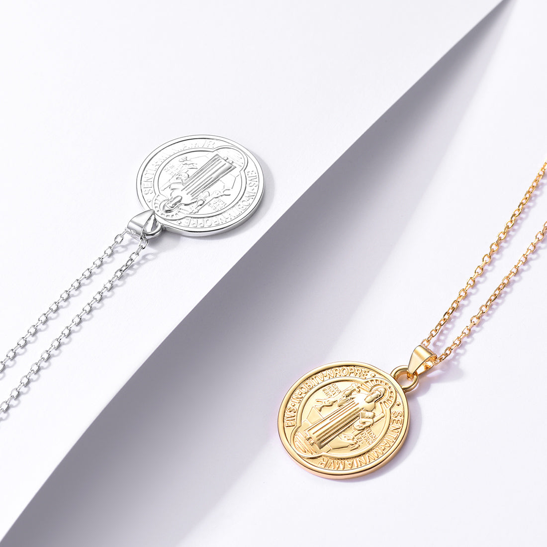 Sterling Silver Saint Benedict Necklace Medal