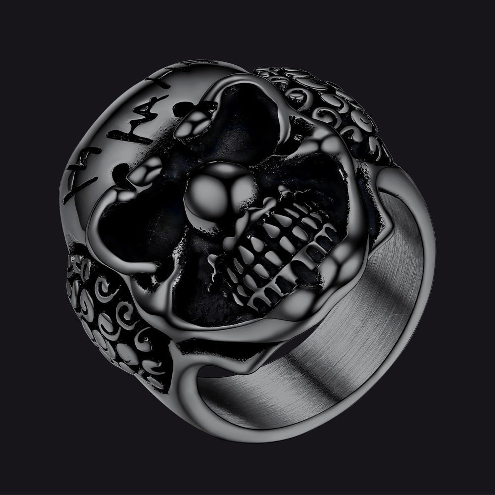 Gothic Joker Clown Skull Stainless Steel Ring for