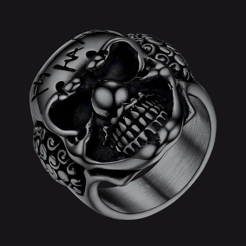Gothic Joker Clown Skull Stainless Steel Ring for