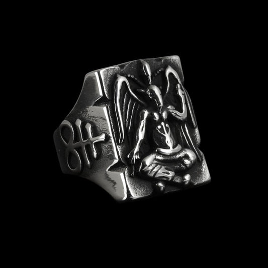 Baphomet Goat Leviathan Cross Ring