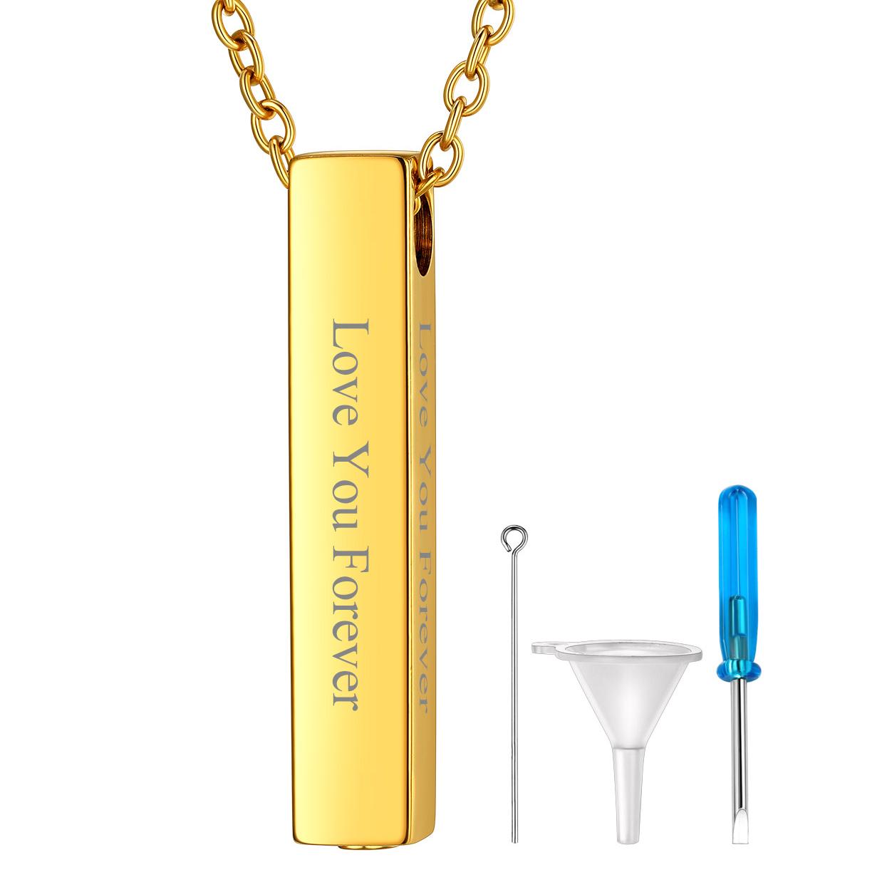 Engraved Bar Urn Necklace for Ashes Cremation Jewlery for