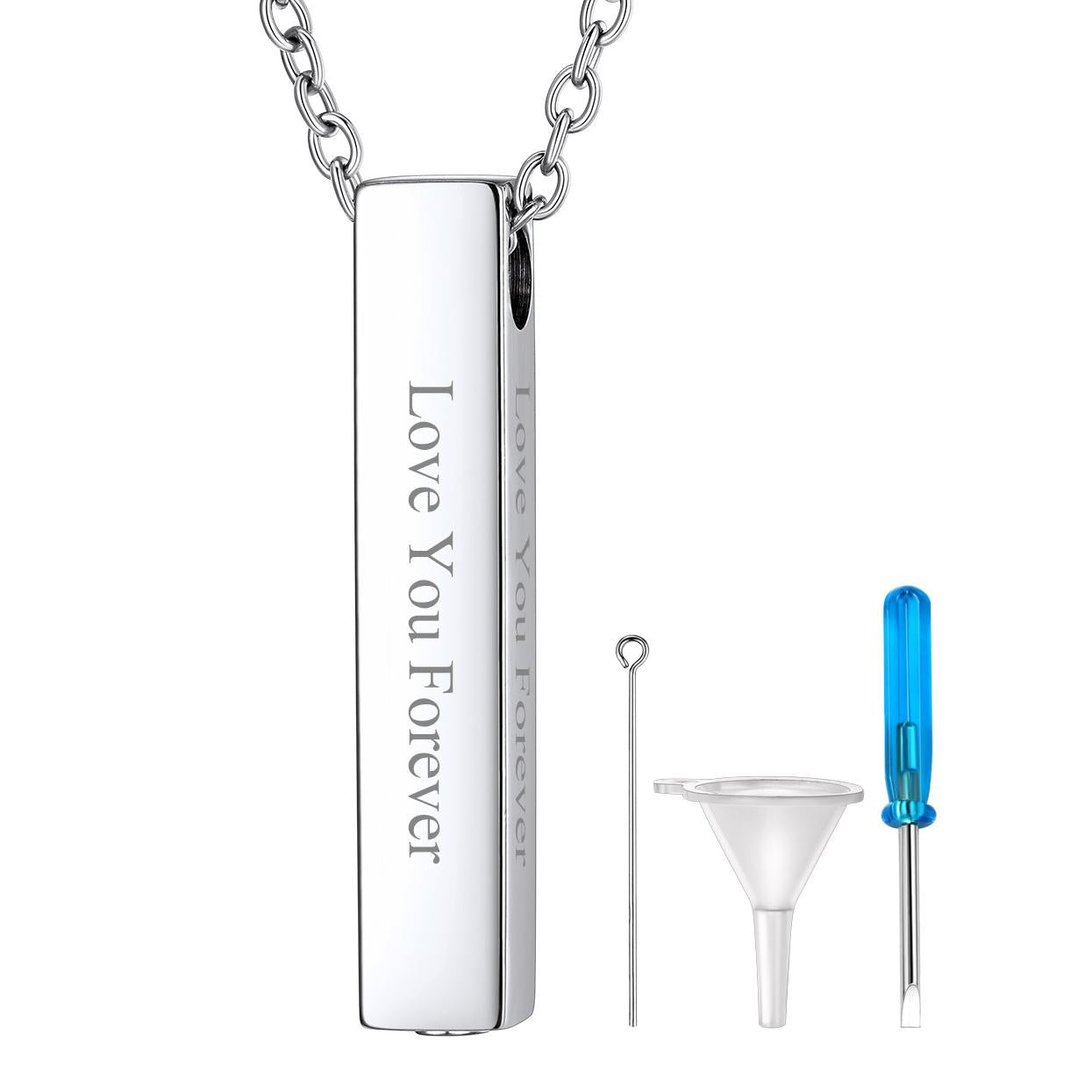 Engraved Bar Urn Necklace for Ashes Cremation Jewlery for