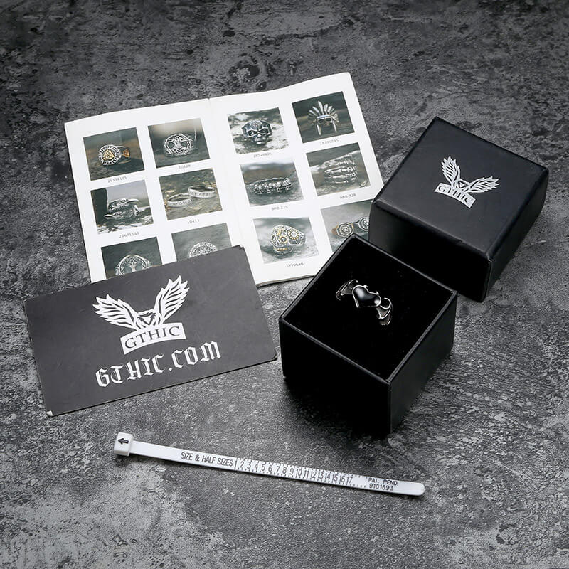 Bat and Heart Stainless Steel Gothic Ring