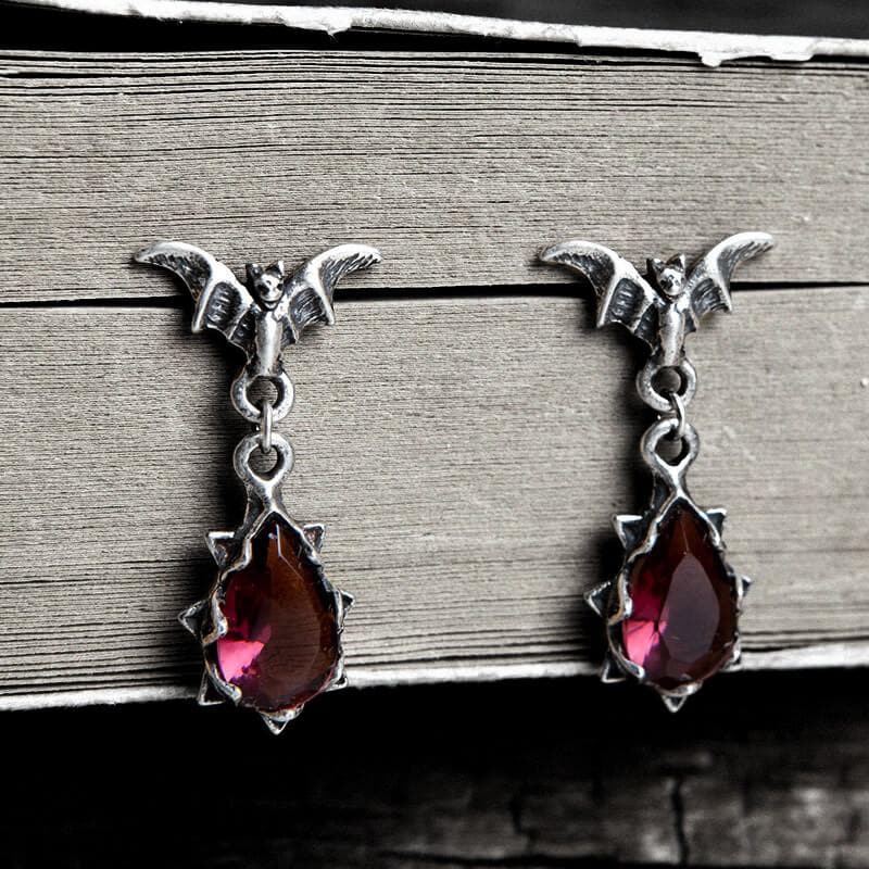 Bat Sterling Silver Crystal Earrings