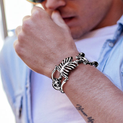Faithheart Stainless Steel Body Skull Skeleton Bracelet for