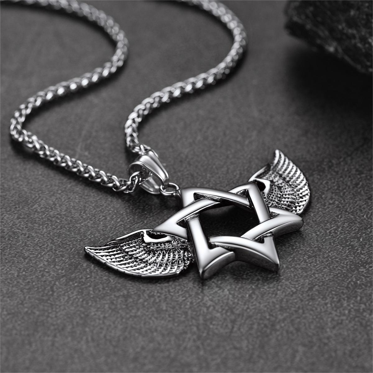Flash Jewish Star of David Necklace With Wing for
