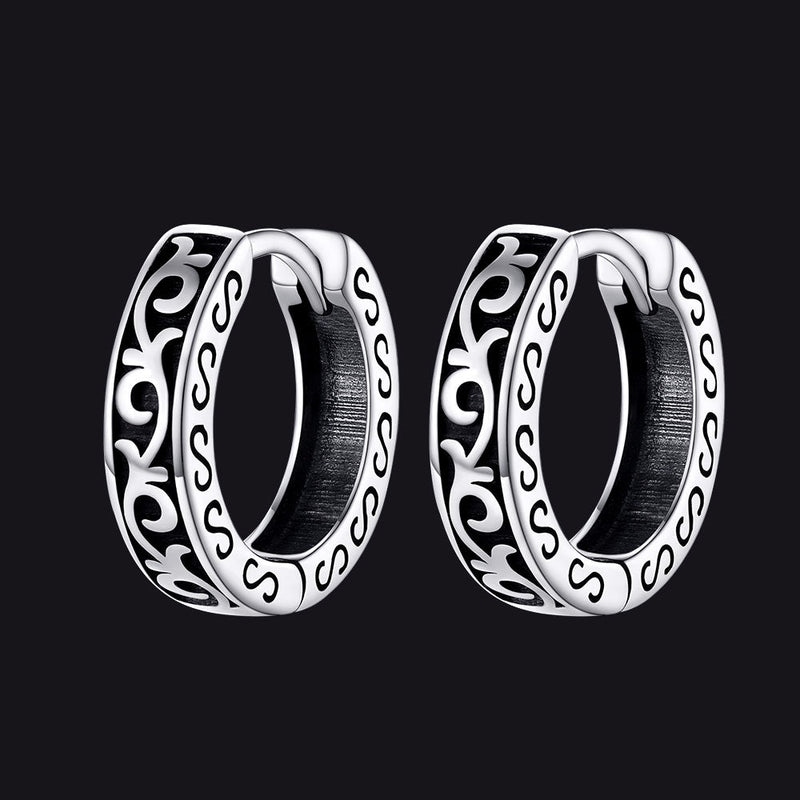 Sterling Silver Vine Celtic Huggie Hoop Earrings for