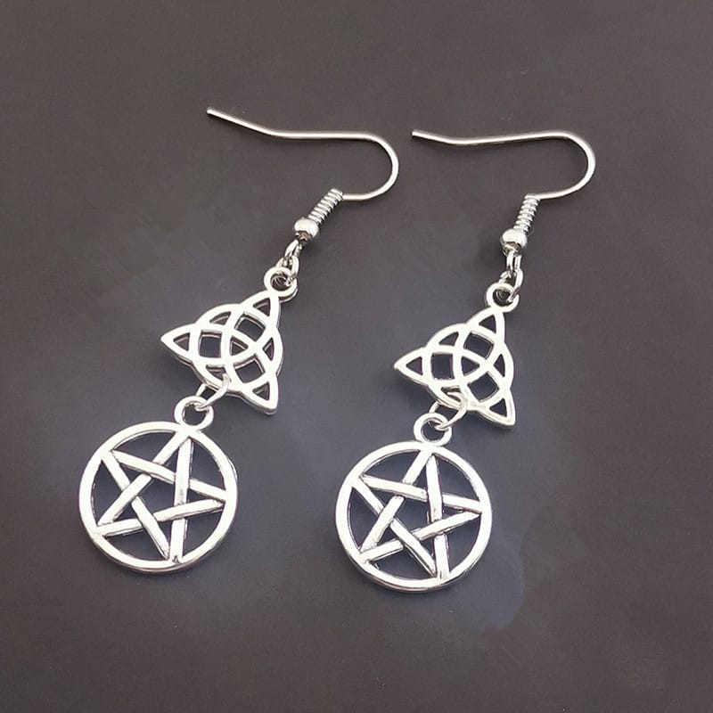 Trinity Shield Pentacle Earrings