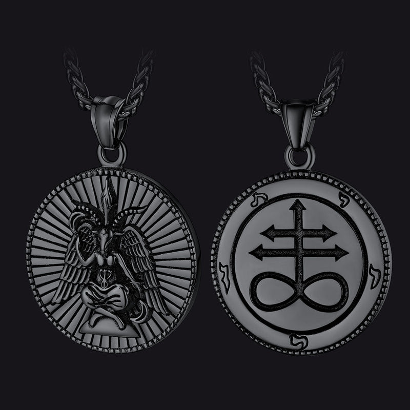Baphomet Satanic Goat Leviathan Cross Necklace for