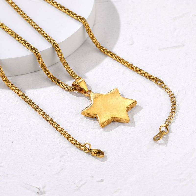 Retro Jewish Star of David Necklace for