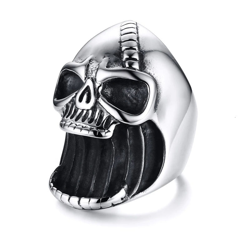 Beer Bottle Opener Skull Ring / Gothic Punk Jewelry / Scar Jaw Unique Ring
