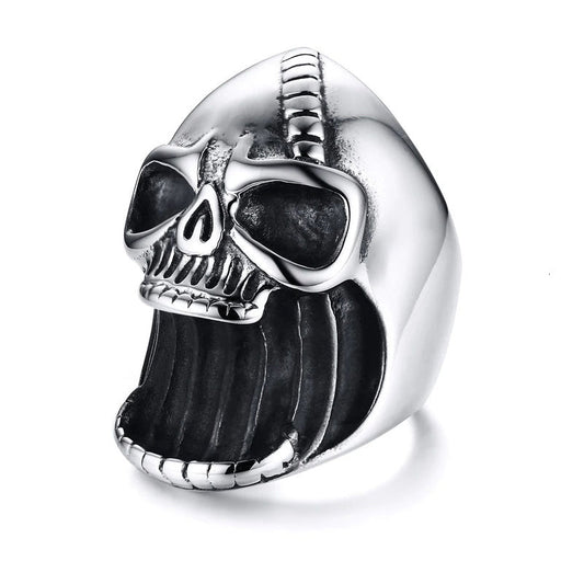 Beer Bottle Opener Skull Ring / Gothic Punk Jewelry / Scar Jaw Unique Ring