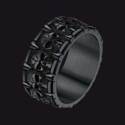 Gothic Black Onyx Signet Ring With Skull for