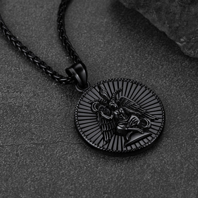 Baphomet Satanic Goat Leviathan Cross Necklace for