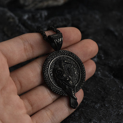Viking Odin's Raven Pendant Necklace for