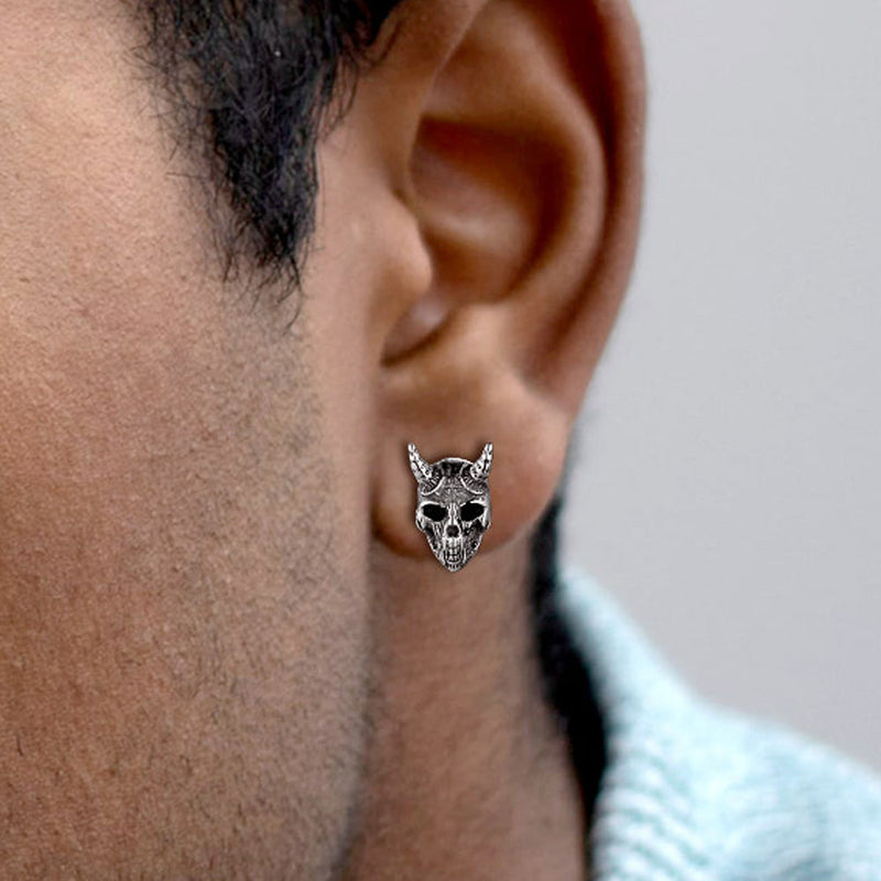 Satanic Goat Skull Stud Earrings for